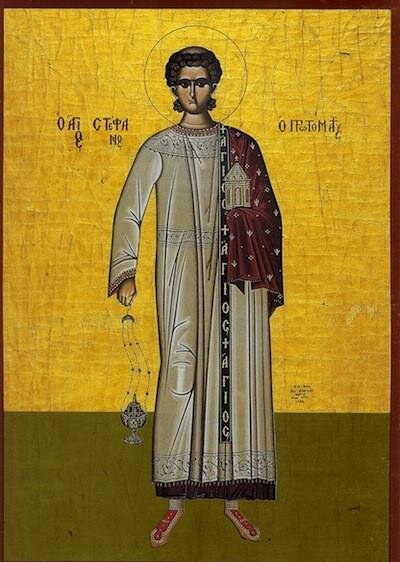 St Stephen, patron saint of deacons.